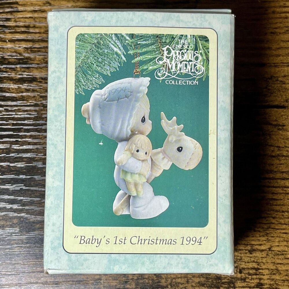 Precious Moments Baby’s 1st Christmas 1994 Porcelain Hanging Ornament NIB